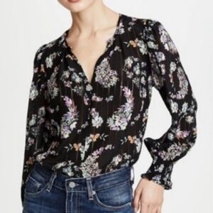 REBECCA TAYLOR Long Sleeve Jewel Paisley Silk Top Sz 12